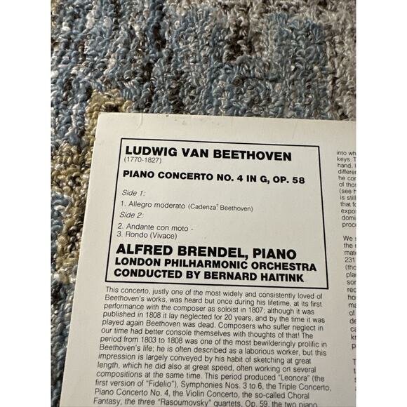 Alfred Brendel Beethoven Piano Concerto No. 4 - Philips 9500 254 Haitink 1976 - Picture 7 of 9